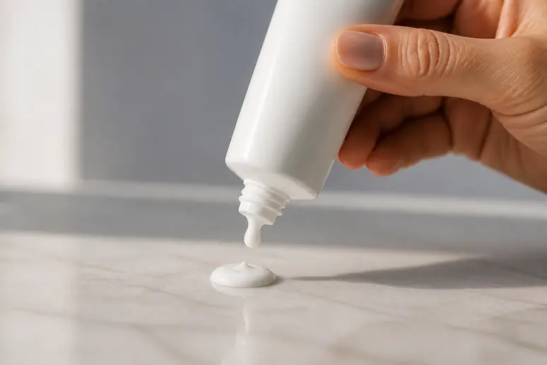 Goutte de crème hydratante légère sur fond neutre illustrant les avis sur Beplain