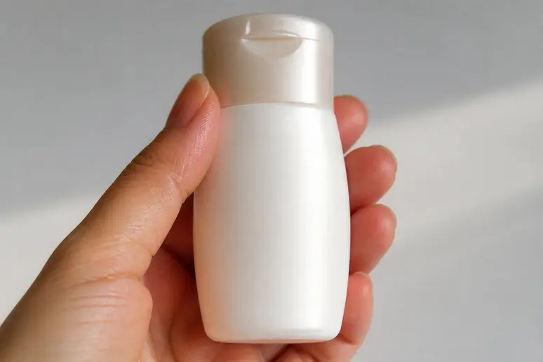 Flacon miniature de soin reçu dans une box beauté pour tester les produits