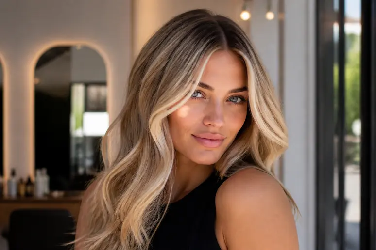 Chevelure lumineuse mettant en valeur la scandi hairline discrète autour du visage