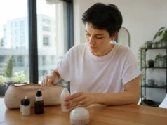 Déodorants SVR peau sensible : roll-on, crème et végétal SVR déodorant peaux sensibles posé sur un bureau en bois près d'une fenêtre lumineuse