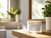 Avis Aureva Magic : soin raffermissant ou simple hydratant ? Pot de cosmétique posé sur une étagère en bois avec Aureva Magic avis