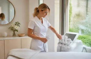 Lipocavitation : avis, prix et efficacité sur graisse dure Praticienne préparant du matériel de soin esthétique en institut avec lipo cavitation avis prix résultats